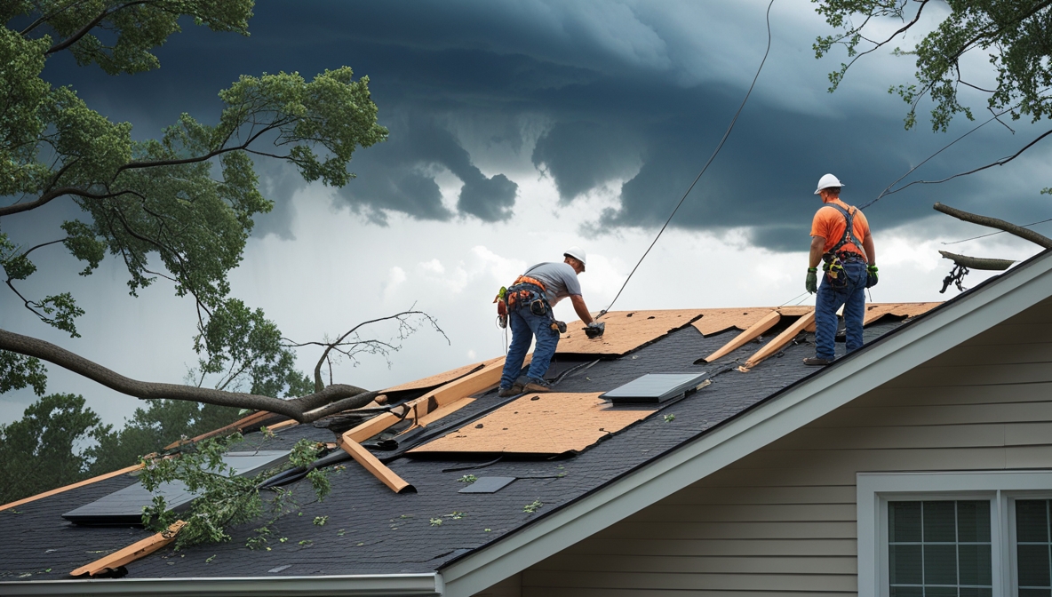 team of roofer replacing roof of a residential space