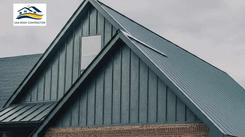 image of a newly Upgrade residntial Composite Metal shingels roof full view