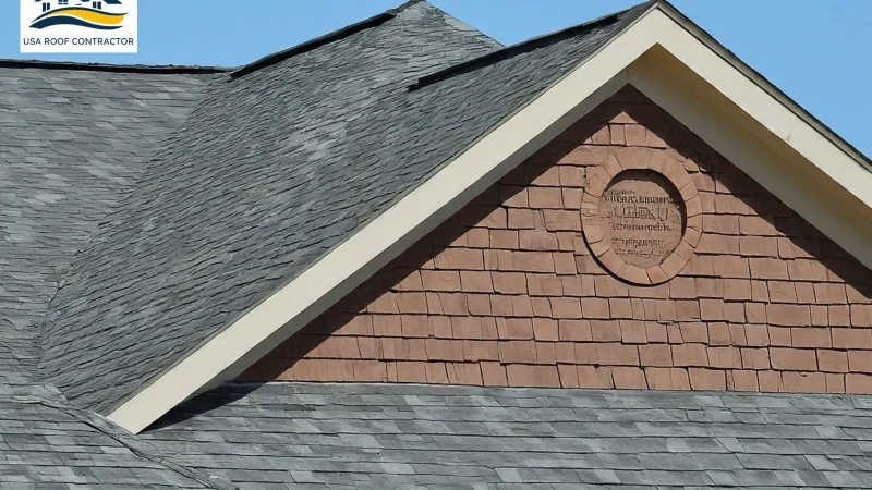 image of a newly installed residntial asphalt shingels roof side view