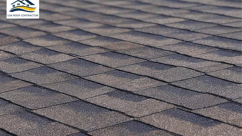 image of a newly Installed residntial asphalt shingels roof close view